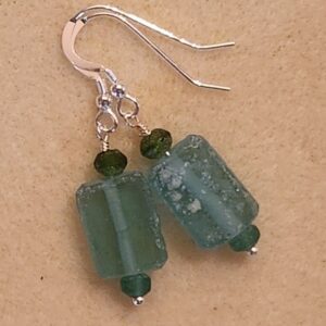 Roman Glass and Sterling Silver Earrings